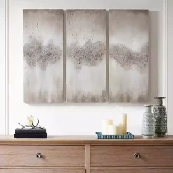 Kirklands Home Taupe Luminous Embellished Art Print, Set of 3 Tan Online