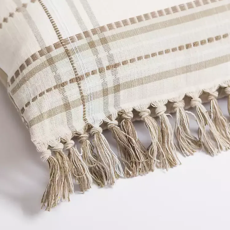 Pillows>Kirklands Home Taupe Plaid Reversible Pillow
