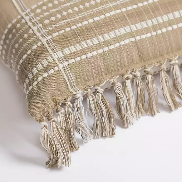 Pillows>Kirklands Home Taupe Plaid Reversible Pillow