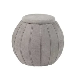 Kirklands Home Taupe Rounded Oval Storage Ottoman Gray