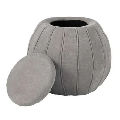 Kirklands Home Taupe Rounded Oval Storage Ottoman Gray