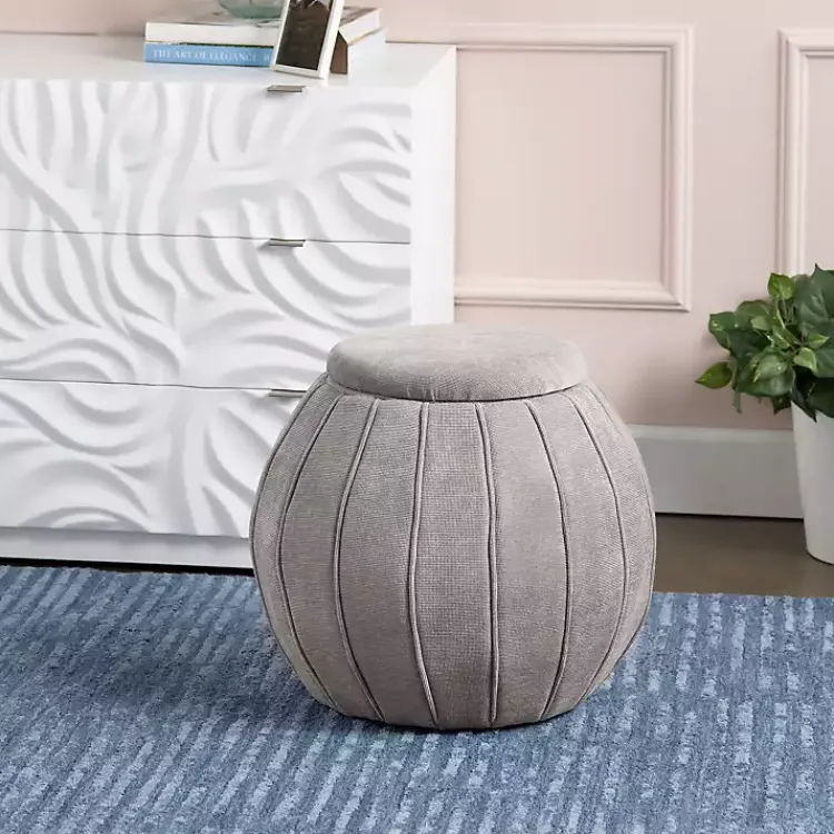 Kirklands Home Taupe Rounded Oval Storage Ottoman Gray