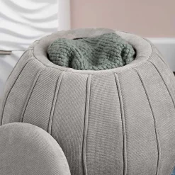Kirklands Home Taupe Rounded Oval Storage Ottoman Gray