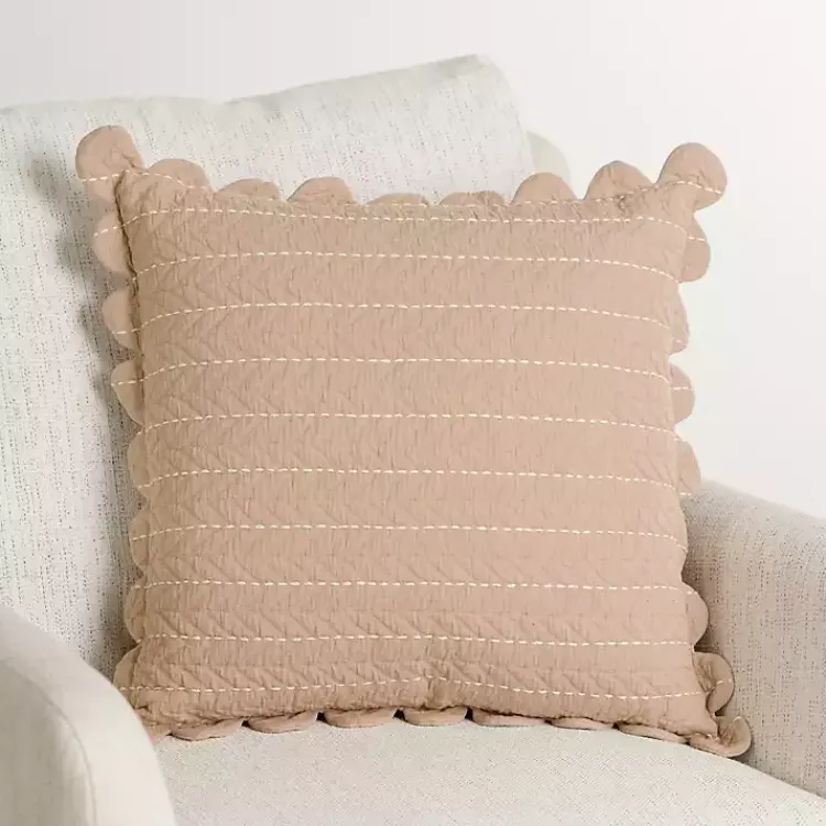Pillows>Kirklands Home Taupe Scalloped Edge Pillow Tan