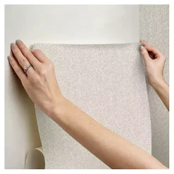 Kirklands Home Taupe Textured Cross Woven Peel & Stick Wallpaper Gray New