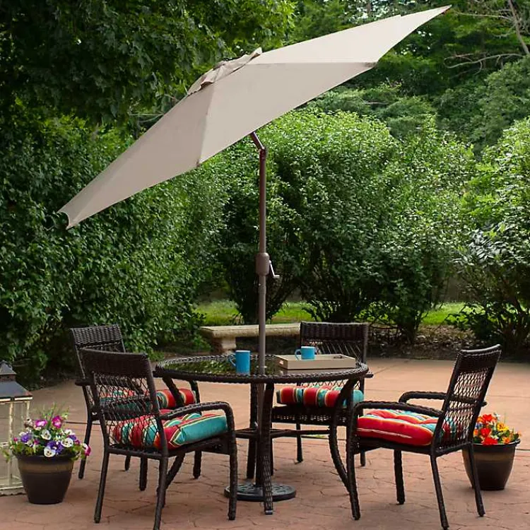 Kirklands Home Taupe Tilt Hand Crank Outdoor Umbrella Best