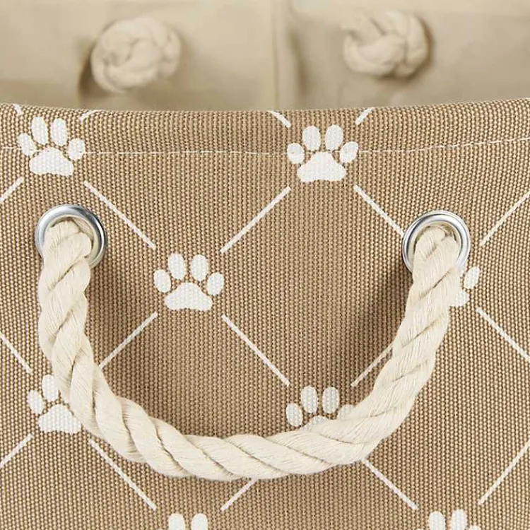 Baskets & Boxes>Kirklands Home Taupe Trellis Paw Print Storage Basket, 14 in. Tan