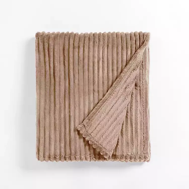 Blankets & Throws>Kirklands Home Taupe Velvet Corduroy Throw Brown