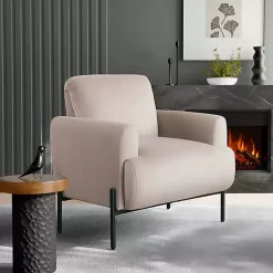 Kirklands Home Taupe Velvet Upholstered Knox Accent Chair Tan Clearance
