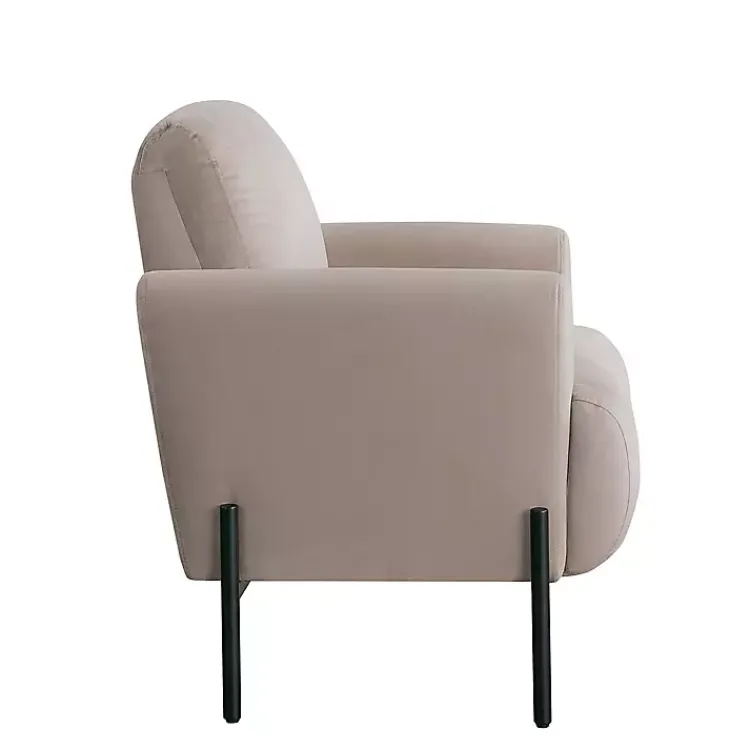 Kirklands Home Taupe Velvet Upholstered Knox Accent Chair Tan Clearance