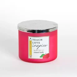 Candles>Kirklands Home Teach, Love, Inspire Triple Wick Jar Candle Red