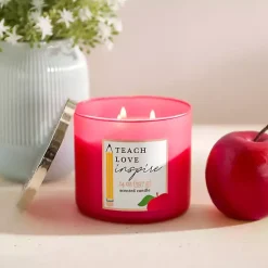 Candles>Kirklands Home Teach, Love, Inspire Triple Wick Jar Candle Red