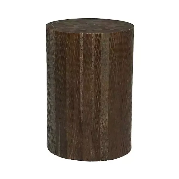 Kirklands Home Teak Wood Drum Accent Table Brown Outlet