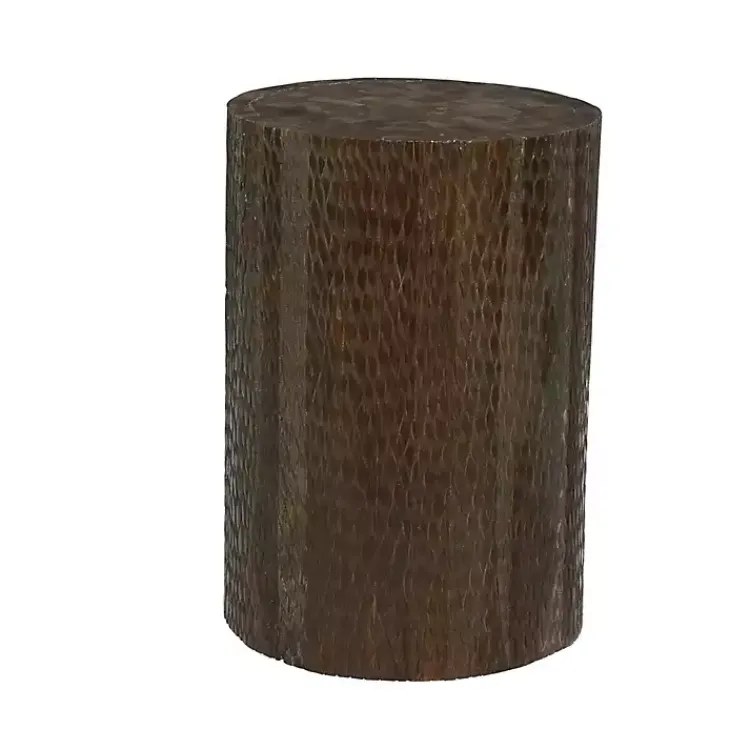 Kirklands Home Teak Wood Drum Accent Table Brown Outlet
