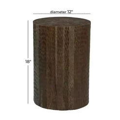 Kirklands Home Teak Wood Drum Accent Table Brown Outlet