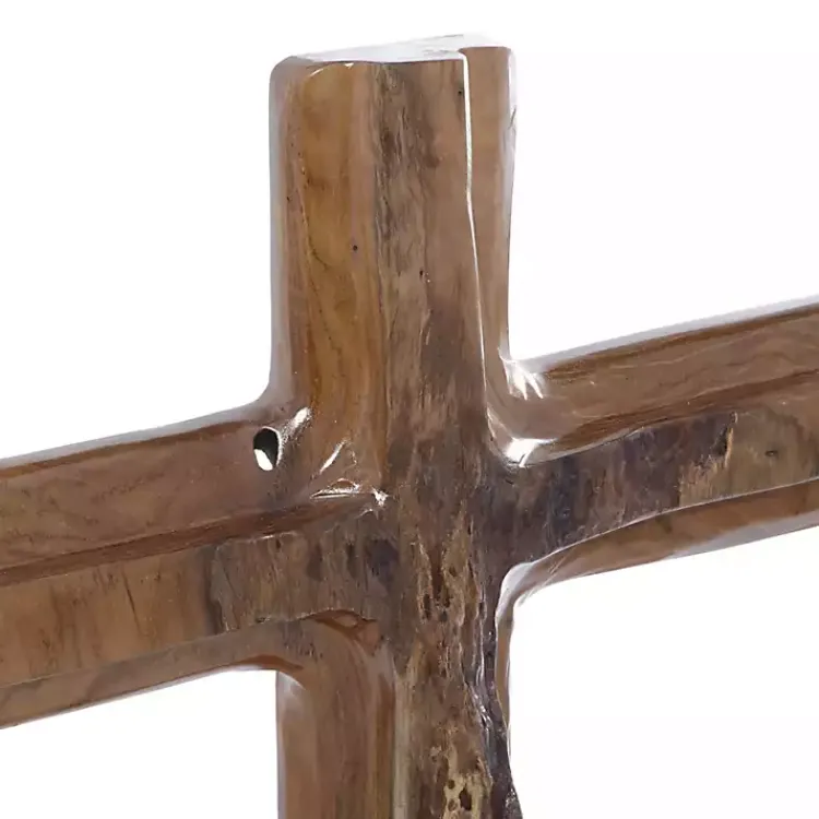 Statues & Figurines>Kirklands Home Teak Wood Floating Cross Tabletop Sculpture Brown