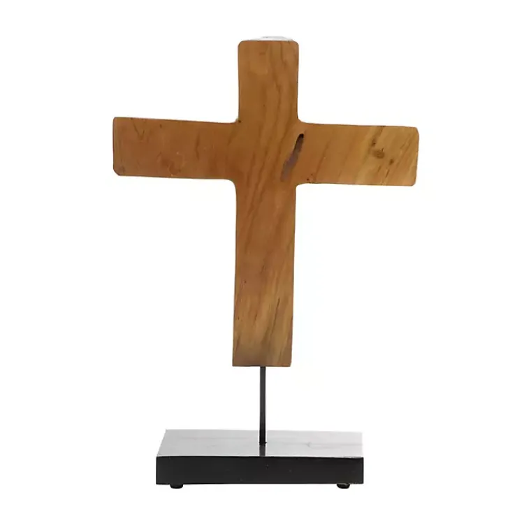 Statues & Figurines>Kirklands Home Teak Wood Floating Cross Tabletop Sculpture Brown
