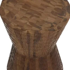 Kirklands Home Teak Wood Hourglass Accent Table Brown New