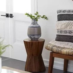 Kirklands Home Teak Wood Hourglass Accent Table Brown New