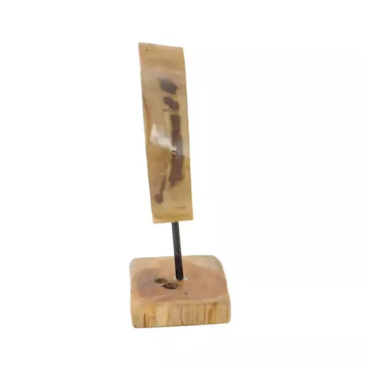 Statues & Figurines>Kirklands Home Teak Wood Raw Edge Crystal Figurine