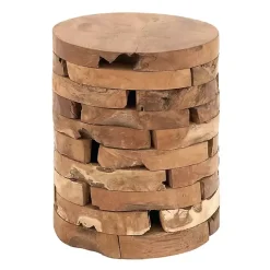 Kirklands Home Teak Wood Stacked Round Accent Table Brown