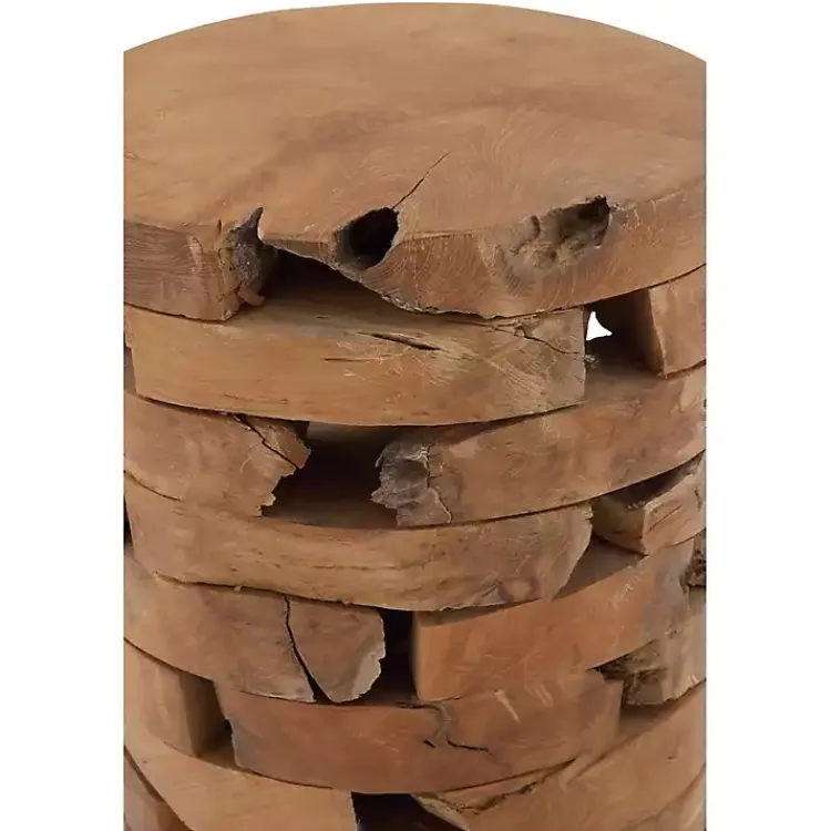 Kirklands Home Teak Wood Stacked Round Accent Table Brown