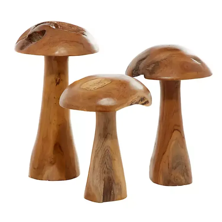 Statues & Figurines>Kirklands Home Teakwood Mushroom 3-pc. Sculpture Set Brown