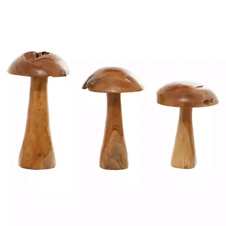Statues & Figurines>Kirklands Home Teakwood Mushroom 3-pc. Sculpture Set Brown
