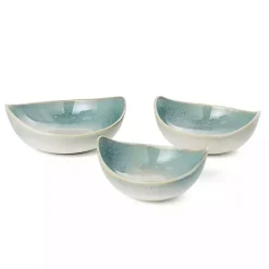 Decorative Bowls & Jars>Kirklands Home Teal & White Ceramic Decorative Bowls, Set of 3