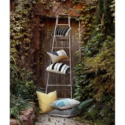 Kirklands Home Teal and Brown Abstract Outdoor Pillow Clearance