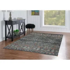 Kirklands Home Teal and Ivory Grant Washable Area Rug, 5x7 Blue Discount