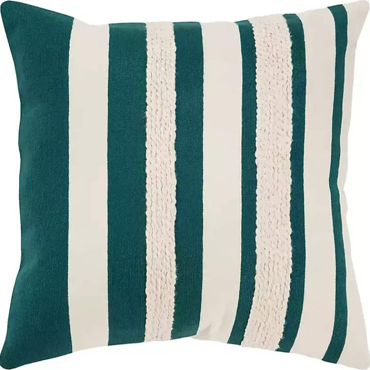Pillows>Kirklands Home Teal and Ivory Ozzy Striped Pillow