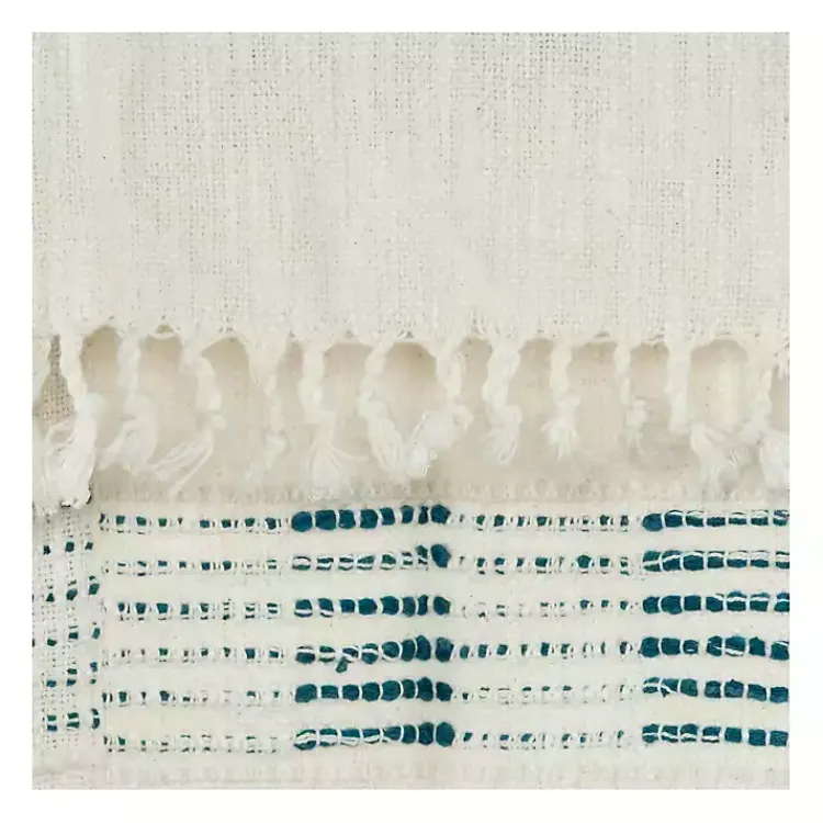 Blankets & Throws>Kirklands Home Teal and Ivory Woven Stripe Throw