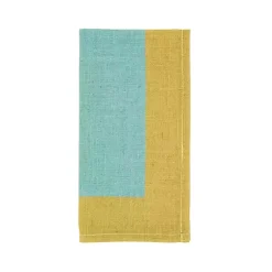 Kirklands Home Teal and Mustard Colorblock Napkins, Set of 4 Hot
