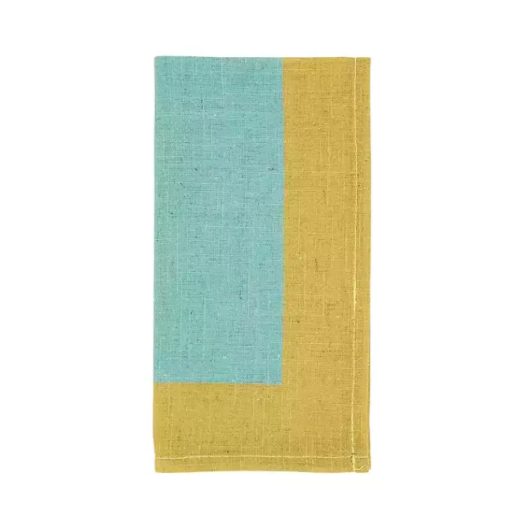 Kirklands Home Teal and Mustard Colorblock Napkins, Set of 4 Hot