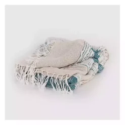Blankets & Throws>Kirklands Home Teal and Natural Colorblock Chevron Throw