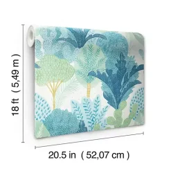 Kirklands Home Teal Bohoemian Jungle Peel & Stick Wallpaper New