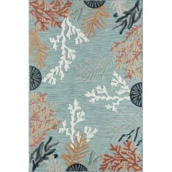 Kirklands Home Teal Coral Reef Area Rug, 5x7 Blue Discount