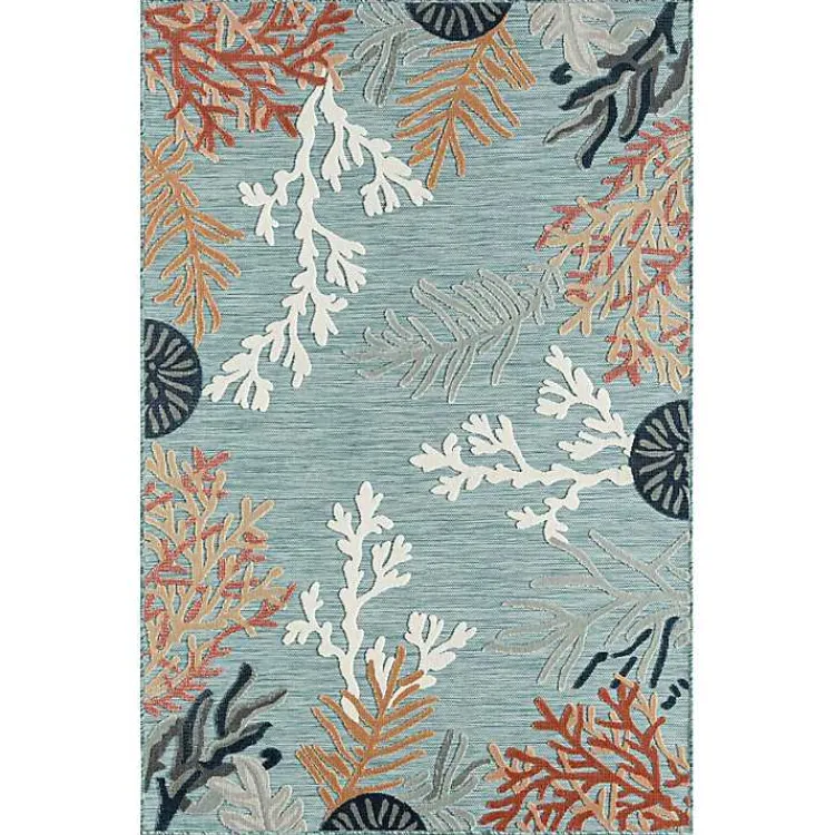 Kirklands Home Teal Coral Reef Area Rug, 5x7 Blue Discount