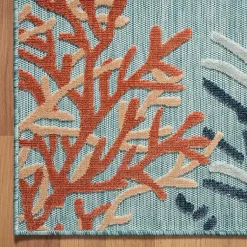 Kirklands Home Teal Coral Reef Area Rug, 5x7 Blue Discount