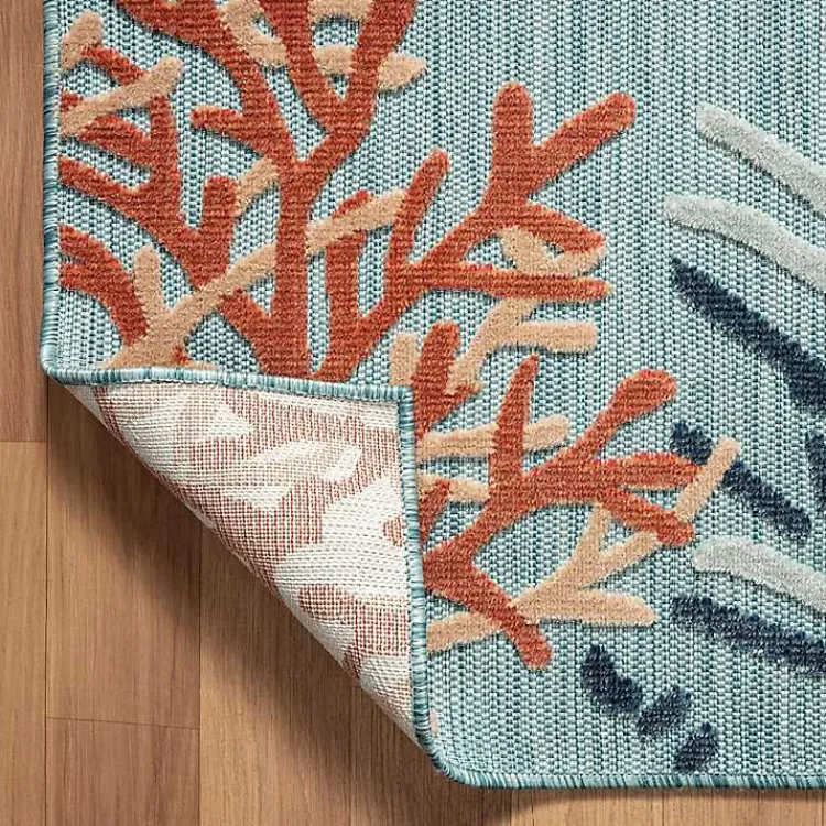 Kirklands Home Teal Coral Reef Area Rug, 5x7 Blue Discount