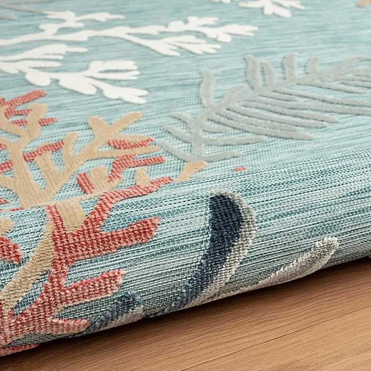 Kirklands Home Teal Coral Reef Area Rug, 5x7 Blue Discount