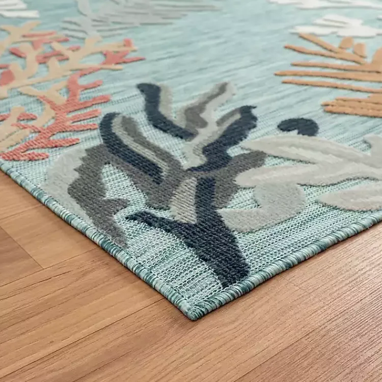 Kirklands Home Teal Coral Reef Area Rug, 5x7 Blue Discount