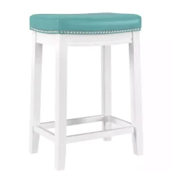 Kirklands Home Teal Faux Leather Claridge Counter Stool Blue Outlet
