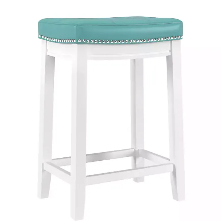Kirklands Home Teal Faux Leather Claridge Counter Stool Blue Outlet