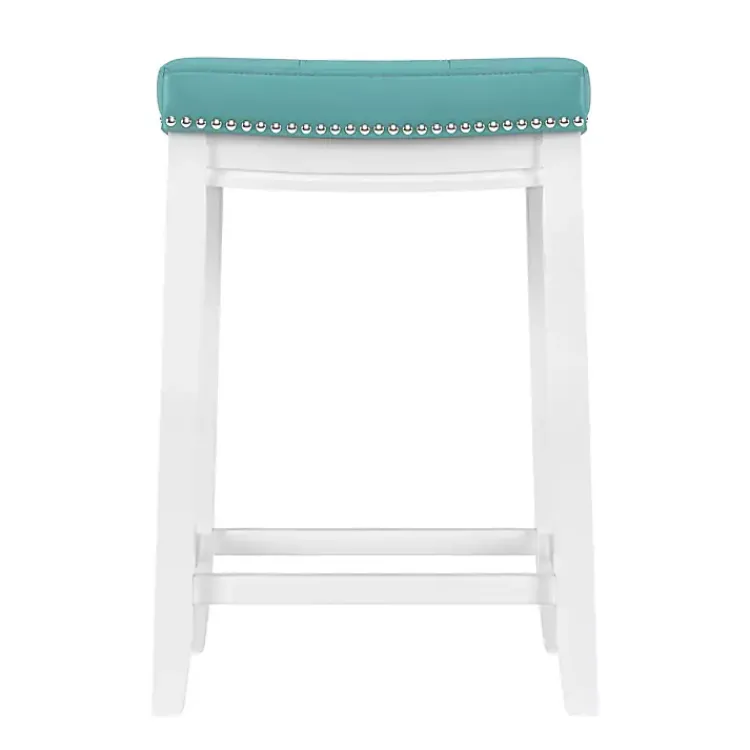 Kirklands Home Teal Faux Leather Claridge Counter Stool Blue Outlet