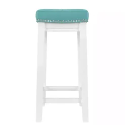 Kirklands Home Teal Faux Leather Claridge Counter Stool Blue Outlet