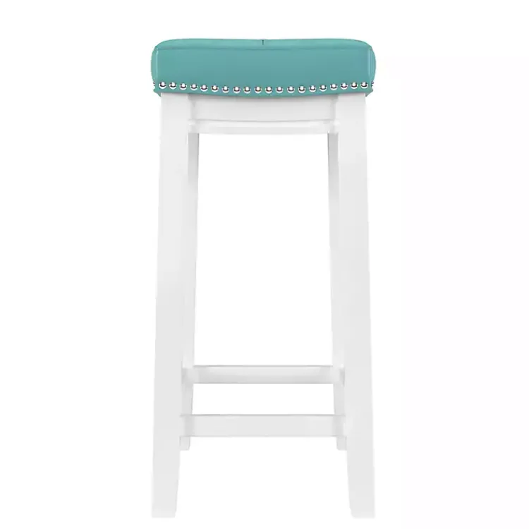 Kirklands Home Teal Faux Leather Claridge Counter Stool Blue Outlet
