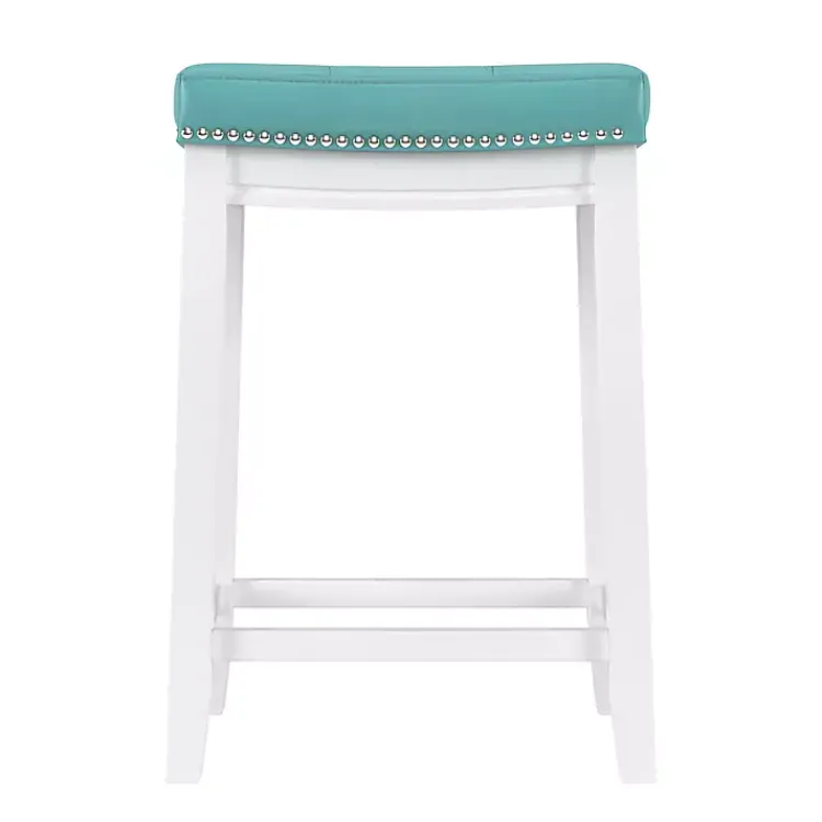 Kirklands Home Teal Faux Leather Claridge Counter Stool Blue Outlet