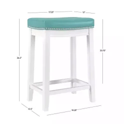 Kirklands Home Teal Faux Leather Claridge Counter Stool Blue Outlet